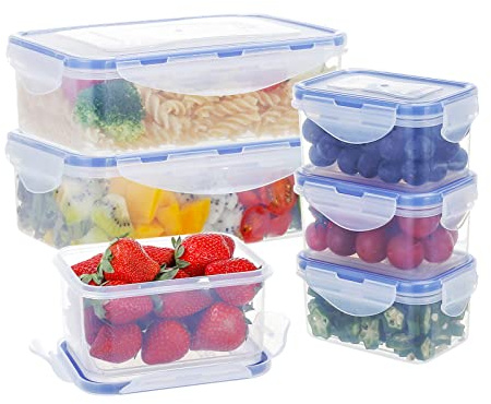 EASYLOCK 6PACK Plastik Frischhaltedosen Set mit Deckel (1.15L, 0,18L), Meal Prep Boxen, Aufbewahrungsbox Küche, Mikrowellengeschirr, Lunchbox Erwachsene, Frischhaltebox Gefrierdosen Klein