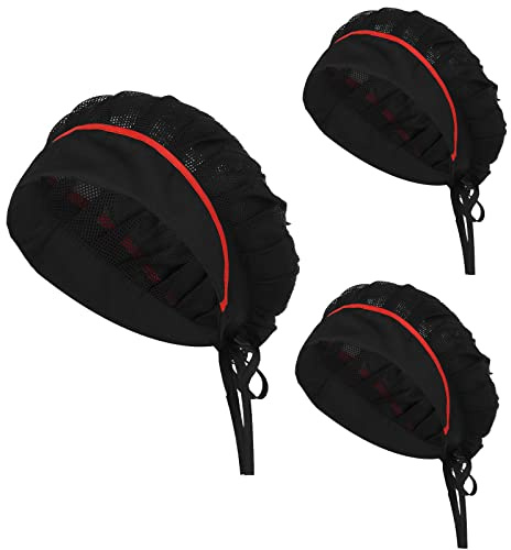 Lusofie 3 Stück Verstellbare Haarnetz für Küche Kochen, Schwarz Chef Hat | Servieren, und Andere Arbeiten, Damen und Herren