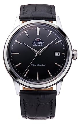 Orient Automatik Herren Armbanduhr aus Edelstahl und Leder in der Farbe Silber-Schwarz 38mm, Wasserdichtigkeit: 3Bar, RA-AC0M02B10B