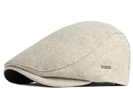 tcax Schiebermütze Herren Newsboy Ivy Duckbill Cap Vintage Winter Flat Cap Outdoor Sports Retro Baskenmütze Casual Hat, Beige, 55-60Cm