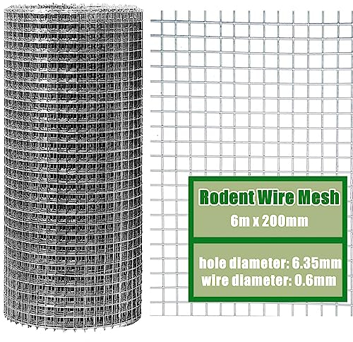 LATERN 6m x 200mm Rodent Wire Mesh, 304 Stainless Steel Rats Proofing Wire Metal Mesh to Blocks Mice Mouse Squirrel Bird Access - Pest Prevention Mesh for Filling in Gaps Around the Home & Garden