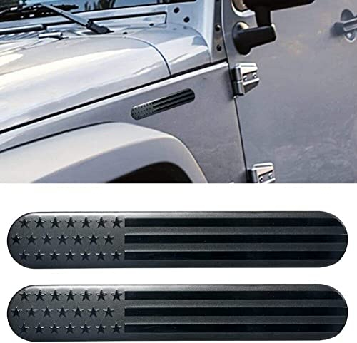 Wudaizhi 2pcs Usa American Metal Flag Auto Fender Emblem - 3D -Aufkleber Für Autos, Lastwagen, Suvs Und Motorräder - Schwarzes Patriotisches Abzeichen