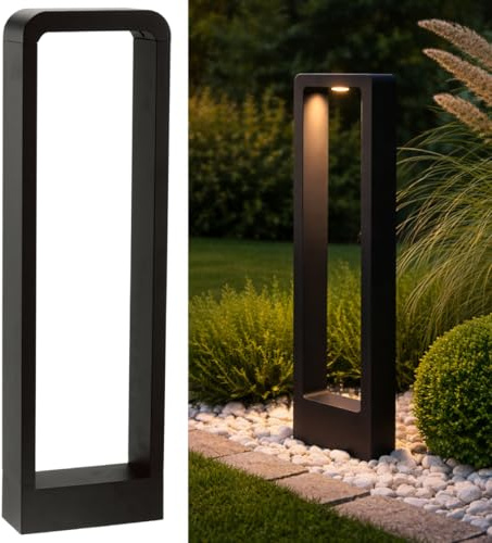 Lumiled Wegeleuchte Außen LED 60cm IP44 4000K 700lm Schwarz Pollerleuchte | Neutralweiß, Außenstehleuchte, Wegelampe, Stehlampe, Gartenleuchte, spritzwasserdicht, Außenleuchte für Garten Wege Einfahrt