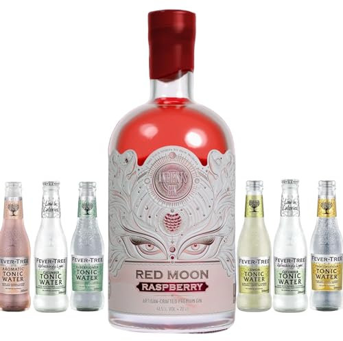 Ancients Gin Red Moon Raspberry Refreshing Pink Gin Including 6 Free Fever Tree Tonics | Infused With Real Fruit| No Artificial Flavours | 5 times Distilled | Great Gift For Any Gin Lover | 70cl