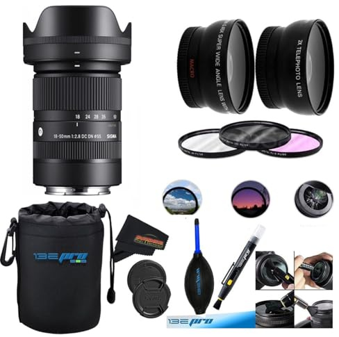 Sigma 18-50mm f2.8 DC DN Contemporary Lens for Sony E with Sunshine Photo Professional Bundle - 4 Years USA Manufacturer Warranty
