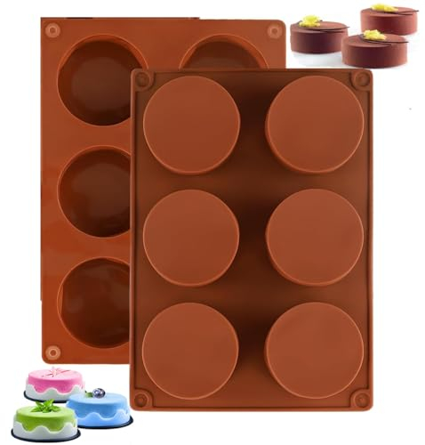 BURRSJ 2 Pack Cylinder Silicone Molds 6-Cavity Round Baking Mould for Covered Oreos, Cheesecakes & Vegan Soap Making | Reusable Cupcake, Muffin, Pudding Trays | Dishwasher Safe & BPA-Free