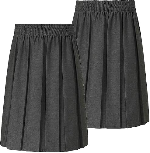 Trutex Basics Girls Grey Pleated School Skirt – Age 12 (2 Pack)