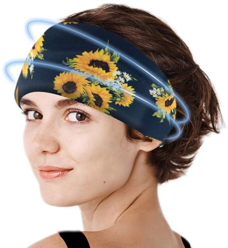 Migraine Headache Relief Cap, Cooling Gel Headbands Neck Cooler Wraps Eye Masks, Soothing Ice Pack Cold Compress for Stress & Pain Relief(Sunflower)