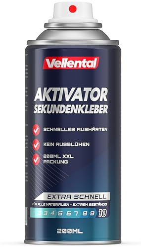 Sekundenkleber Aktivator Spray 200 ml extra stark - Hocheffektives Aktivatorspray für alle Cyanacrylat Sekundenkleber - Aushärtungsbeschleuniger für blitzschnelles Aushärten