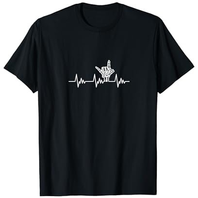 Pommesgabel Hand Herzschlag Rock Skelett T-Shirt