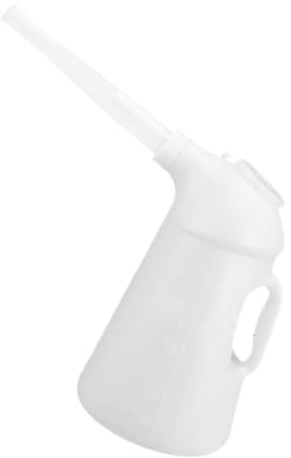 LALADEFIEE Flacon Distributrice D'huile Moteur 2l en Plastique Blanc Bec Verseur Long pour Voiture et Machines Ménagères, pour Déplacements Longs et Activités en Extérieur