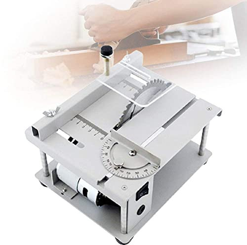 XCSCUK Mini Table Saw, 150W Electric Cutting Machine, Band Saw Blade, Adjustable Speed Angle, Suitable for Wood Plastic Acrylic Cutting