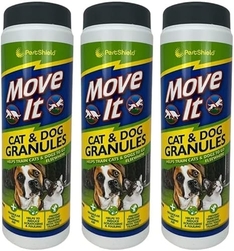shopior Natural, Non-Toxic Dog and Cat Repellent Granules | Indoor & Outdoor Pet Deterrent for Home & Garden Protection | Highly Effective Cat & Dog Scatter Granules | 240g (Pack of 3)