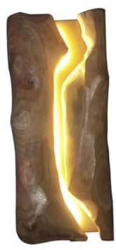 DOCJX Wandleuchte LED Holz Restaurant Wandlampe Retro Innen Industrial Up Down Wandlampe Rustikale Wohnzimmer Holz Lampenschirm Schlafzimmerwand Für Schlafzimmer Treppenhaus Wandbeleuchtung (groß)