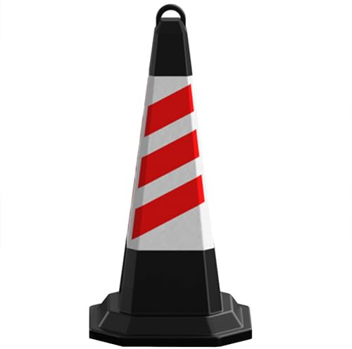 26 27 In Rubber PVC Traffic Cones, Safety Cones with Handle & Reflective Collar, Cones for Parking Lot, Sport and Driving Training, Road Safety, Construction Events(Red,High 70cm/27.6in)