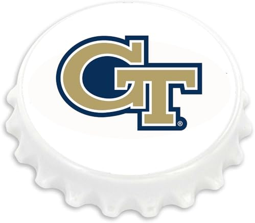 Aminco NCAA Giant Bottle Cap Bottle Opener and Magnet, 3x3, One Size, Team Color (Georgia Tech Yellow Jackets)