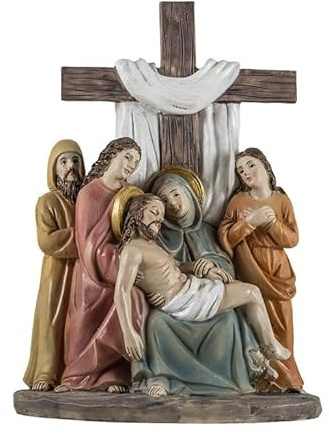 Representacion de el descendimiento de Jesus de la Cruz de Resina Pintado a Mano de 16 cm