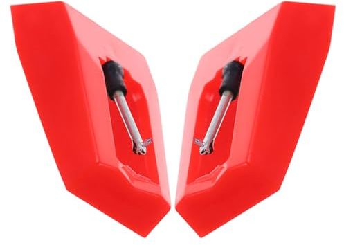 Puntina di Ricambio per Giradischi Vinile Rossa 2 Pezzi | Alluminio e Plastico, Sostituzione Rapida, Design Classico Vintage per Lettori Phonograph