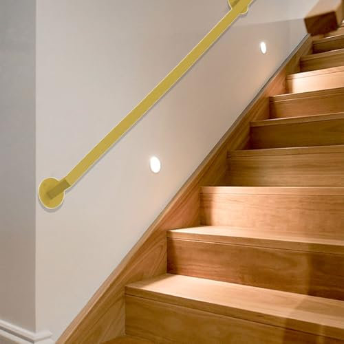 6,1 m industriale oro ferro il per scale | Robusta ringhiera da parete per interni/esterni con balaustre moderne | Elegante portico per loft e ringhiera del ponte