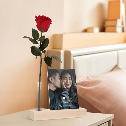 your surprise Ewige Rose mit Foto – die Ewige Rose mit Foto, Infinity Rose, Rose met Foto, Longlife Rose mit Foto, echte Rose, Geschenk Rose für Frauen (Rose mit Fotoständer)