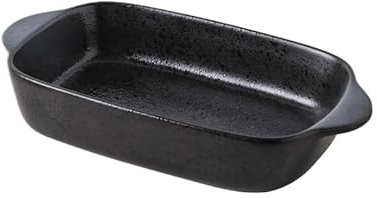 SDA287MZ Plat à Four Plateau de Cuisson en céramique for Riz cuit au Fromage, 700 ML, for Four à Micro-Ondes, ustensiles de Cuisine Plat à Gratin(Noir)