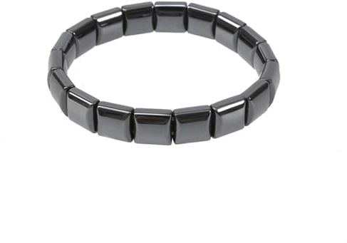 Ticome Hemys Hematite Bracelet, Natural Stone Adjustable Elastic Bracelets, Black Hematite Gemstone Bracelet, Men, Women, Stylish Wrist Jewelry, Square Shape(1 Piece)