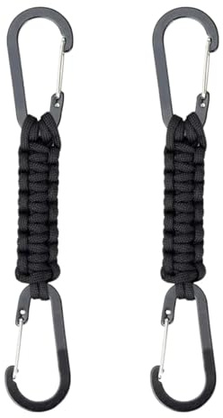 2PCSKeychain with Snap Hook Carabiner Clips, Paracord Keychain Carabiner Clips with Locking D Ring Hooks Hangers, Heavy Duty Lanyard Key Chain for Car Keys, Backpack, Tools, Men, Women