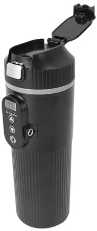 HUSHUI Bollitore Elettrico per Auto con Display a LED della Temperatura da 25 a 100 ℃, 500 Ml, in Acciaio Inossidabile 304, per Latte, tè e caffè