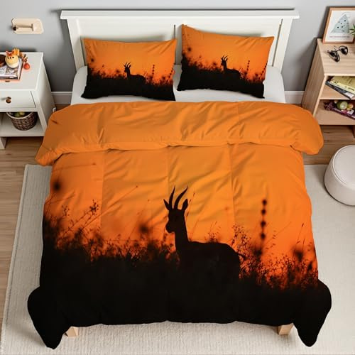 Piumino Matrimoniale Capra Di Montagna Trapunte Tramonto Piumone Imbottito Resistente Lavabile, Super Morbida Trapunta, piumini 200x200 cm in Microfibra Reversibile e 2 Federa 50x80 cmT760