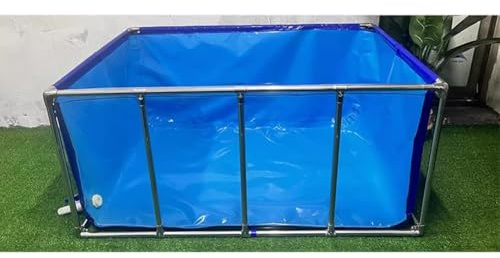 Generisch Großes Koi-Zuchtbecken mit transparentem Fenster, langlebigen PVC-Auskleidungen und Metallhalterung, einfach aufzubauendes Aquarium (80 x 50 x 35 cm) – ideal für Fischliebhaber