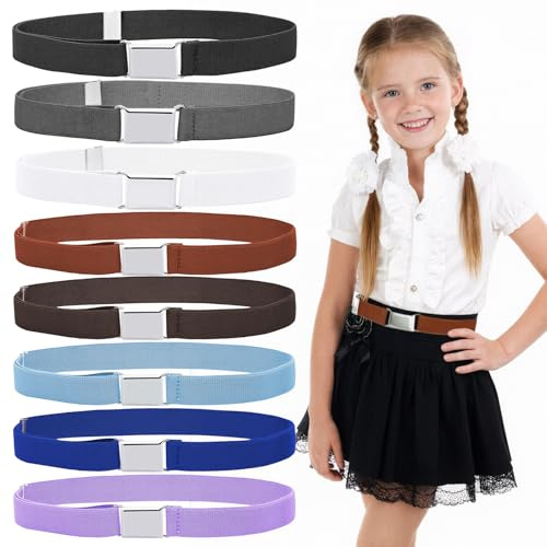 Rbleote 8-Teiliger Gürtel Kindergürtel Jungen, Gürtel Kinder, mit Großer Farbauswahl und Verstellbarem Gummizug, Passend für Jungen und Mädchen (75 Cm)