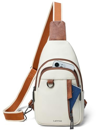 LATMAP 7L Sling Bag Damen,Brusttasche Damen Kleine Crossbody Bag PU Leder Tasche Umhängetasche Diebstahlsicher Schultertasche für Outdoor Sport