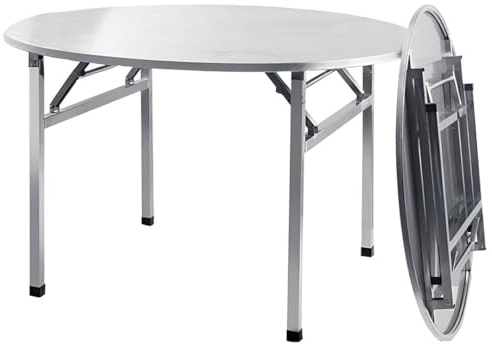 Tavolo rotondo pieghevole portatile in acciaio inossidabile 304 – interno/esterno 80 - 119,9 cm per banchetti facile da riporre e trasportare Tavolo da lavoro leggero e robusto