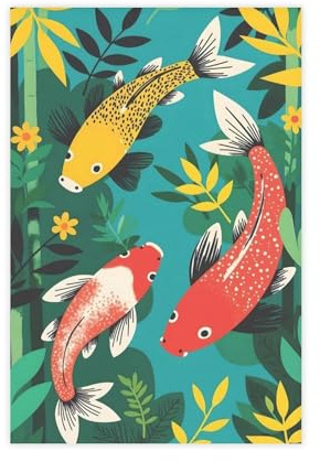 WOPIYNAG Stampa su tela colorata con carpa, decorazione per camera da letto, decorazione paesaggistica, regalo, 40 x 60 cm