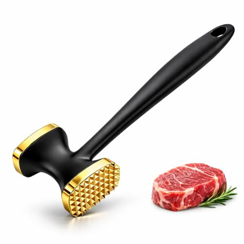 Meat Tenderizer Hammer Heavy Duty Manual Kitchen Meat Tenderizer, Dual-Sided Kitchen Meat Hammer for Steak Chicken Fish, Multi-Purpose Food Pounding Tool with Ergonomic Handle for Home Cooking
