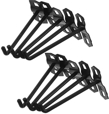 Ipetboom 10 Stück Lochwand Haken 10cm, schwarze Eisen Lochwandhaken für quadratische Löcher, Metallhaken Zubehör für Werkzeugwand, Regal, Garage, Werkstatt, Supermarkt, Ordnung und Verkaufsdisplay