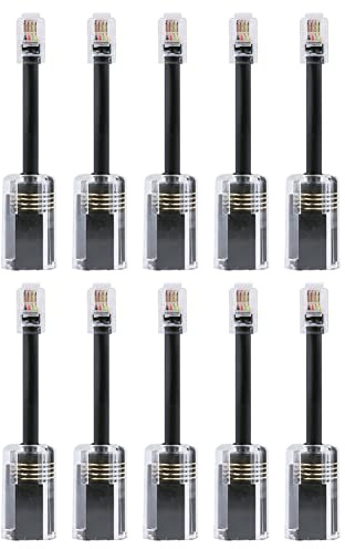 Tumintu 10-Teiliges Telefonkabel-EntwirrgeräT RJ9 4P4C 360 Grad VerläNgertes, Drehbares Anti-T-Schwarzes Telefonkabel-Festnetzkabel
