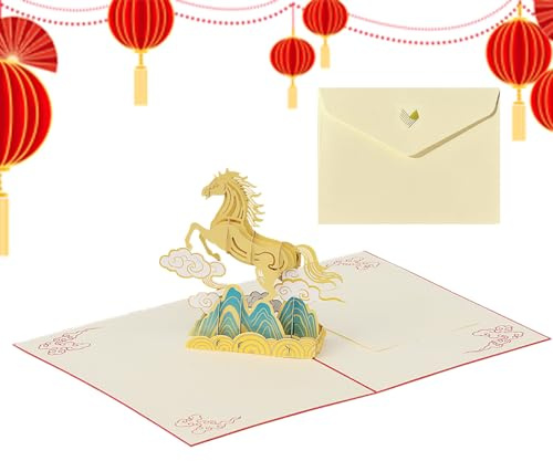 Tarjetas de Año Nuevo chino | Recuerdo coleccionable del festival de primavera – Tarjeta de Año Nuevo Lunar hecha a mano, para vacaciones, boda, bendiciones, amigos, familia, marido, esposa