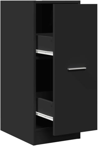 KKgypkn Black Apothecary Cabinet with Metal Runners, Apothecary Chest and Sideboard for Office Storage, 30x41x77.5 cm Engineered Wood Furniture