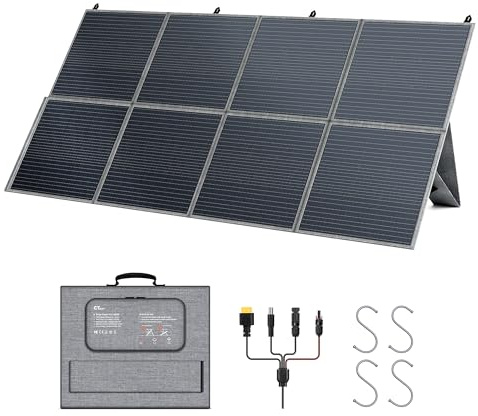 CTOLITY Panel Solar Portátil de 400W, Módulo Solar Plegable para Estación de Energía Portátil, 25% de Eficiencia, IP65 Resistente al Agua, Sistema Solar para Exterior, RV, generador solar, furgoneta