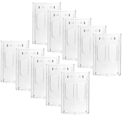 Karteo Ausweishülle für 2 Karten [10 Stück] Ausweishalter Hartplastik vertikal transparent Kartenhülle als Kartenhalter Halter für Ausweise Dienstausweise