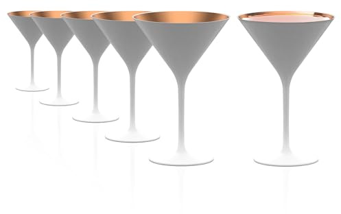 Stölzle Lausitz Elements Martini-Cocktailgläser Weiß-Bronze 240 ml, 6er-Set | Weiß-bronzene Cocktailgläser für Martini und Manhattan, aus bleifreiem Kristallglas, stoßfest & spülmaschinengeeignet