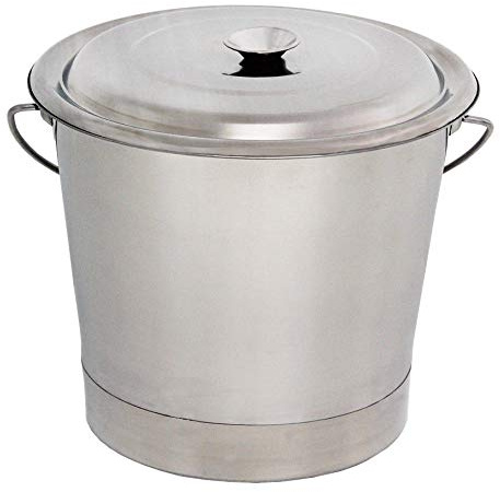 Beeketal 'BEE-13' Edelstahl Eimer mit 14,5 Liter Gesamtvolumen, poliert aus rostfreiem Edelstahl mit Griff inkl. Deckel, Abmessungen: Höhe 255 mm, Durchmesser oben ca. 310 mm, unten ca. 290 mm