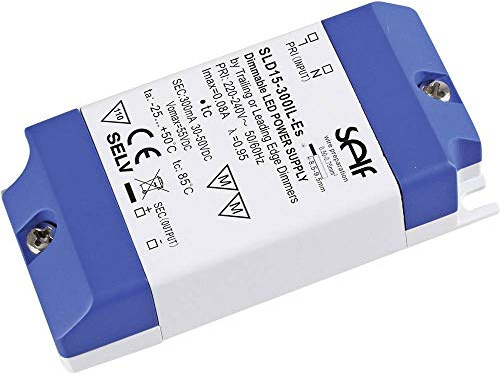 Self Electronics SLD15-500IL-ES - Controlador LED de corriente constante (15 W, 500 mA, 17-30 V/CC, intensidad regulable)
