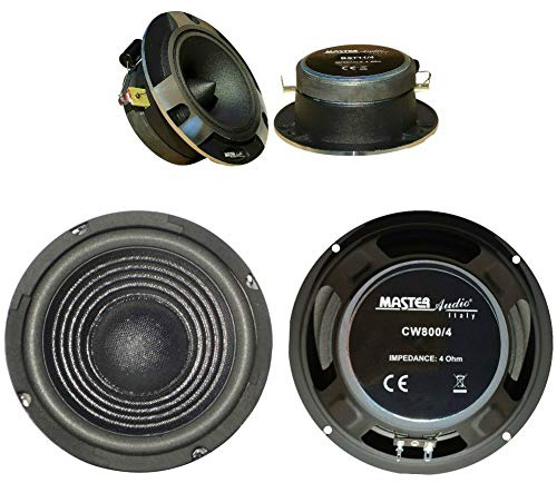 Kit auto MASTER AUDIO con 2 woofer CW800/4 da 20,00 cm 4 ohm 150 watt rms 300 watt max + 2 tweeter BST11/4 da 9,80 cm 4 ohm 175 watt rms 350 watt max, kit a coppia