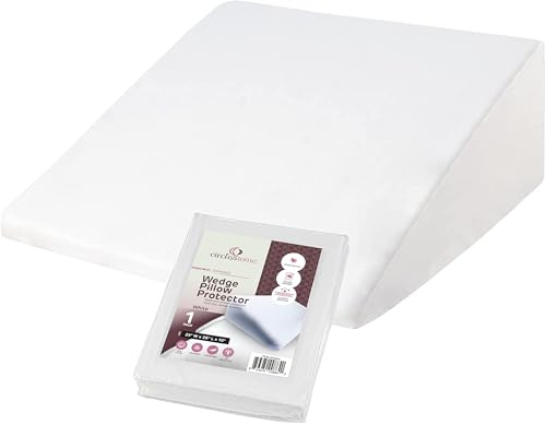 CirclesHome Funda de Almohada de cuña 100% algodón, con Cremallera, Suave, hipoalergénica y Transpirable, 25 x 25 x 10 x 2 Pulgadas