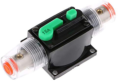 DC 12V/24V Leistungsschalter Sicherungshalter Wasserdichte Auto Audio Automatische Sicherung Schalter mit manuellem Reset-Sicherungshalter für den Schutz des Car Audio Solar Wechselrichtersystems,15A