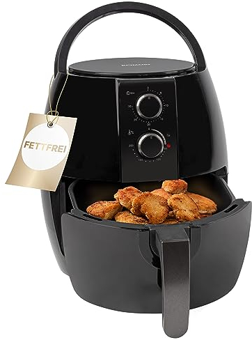 Bomann® Heißluftfritteuse für Öl- und fettfreie Zubereitung | Airfryer 3,6L | Heissluftfriteuse mit stufenlos regelbarem Thermostat (80°C - 200°C) und Timer | ideal für Fitness | 1350W | FR 6057 H CB