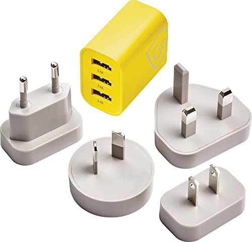 Go Travel Worldwide 3-Port USB-A Charger - Fast Mains Wall Charging | Fast-charges phones, tablets and devices all at once from a compact wall plug - powerful mains charging abroad. Ref 574.101.