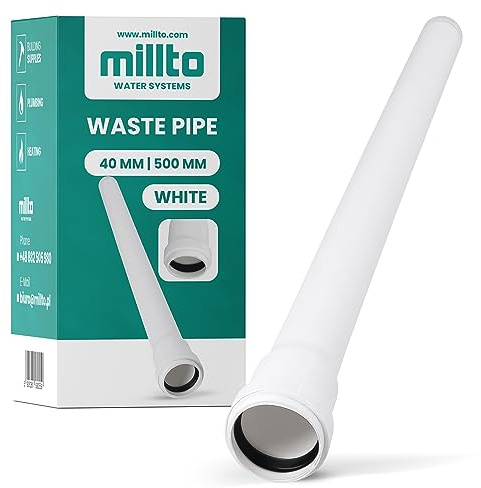 Millto™ Rohr Abwasserrohr Kanalisationsrohr 40 mm x 500 mm Weiß Kanalrohr Abflussrohr mit Gummidichtung Kanalrohrsystem Heißwasser Chemische Beständigkeit Abwasser